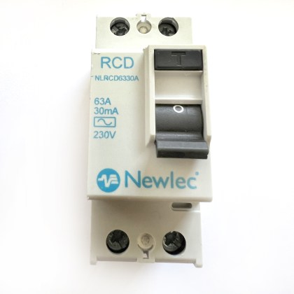 Newlec NLRCD6330A 63A 63 Amp 30mA RCD 2 Double Pole Circuit Breaker Type AC